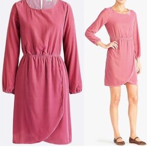 J. Crew Long Tulip Hem Velvet Pink Dress